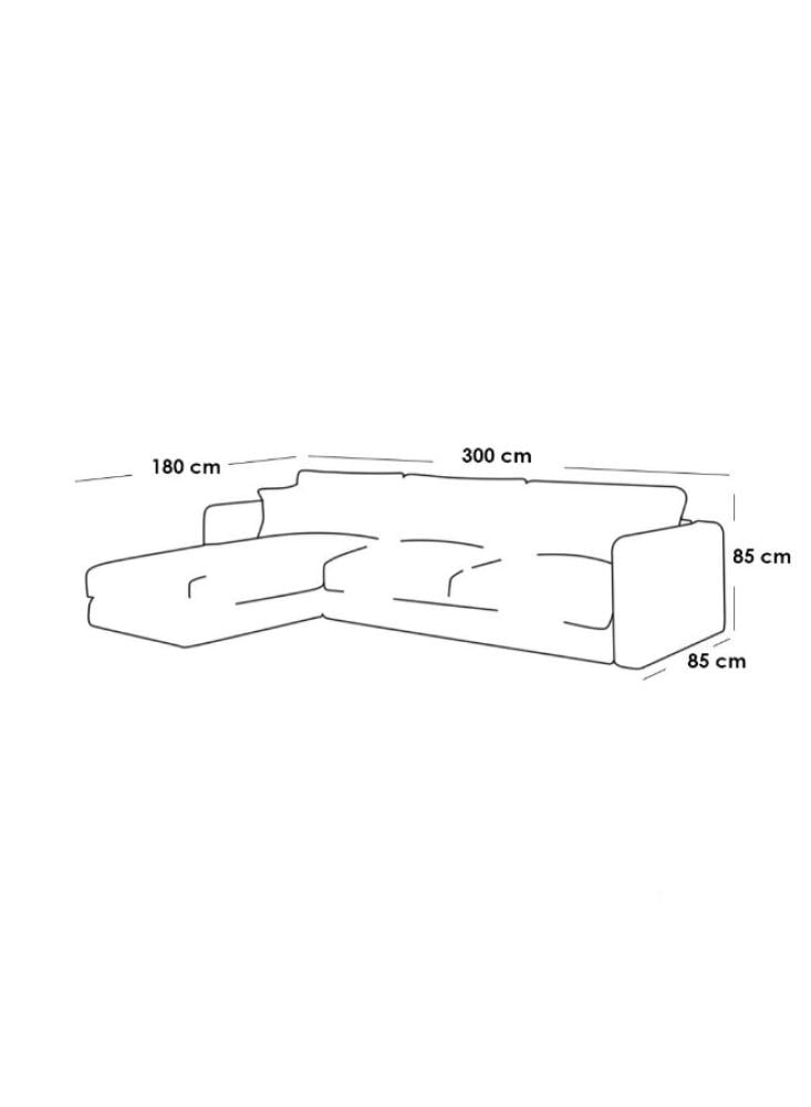 كنبة مقاس 85x180x300x85 سم من الكتان - بيج