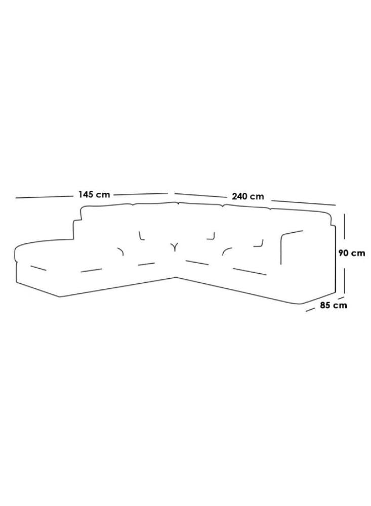 كنبة زاوية بمقاس 240x85x145x90 سم - رمادي