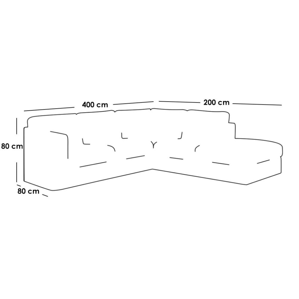 كنبة زاوية 200×80×400×80 سم - رمادي