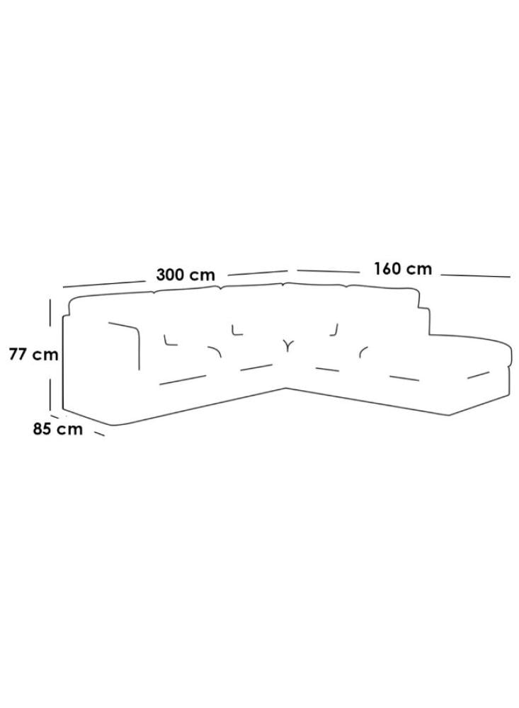 كنبة بمقاس 85x160x77x300 سم من الكتان - بيج