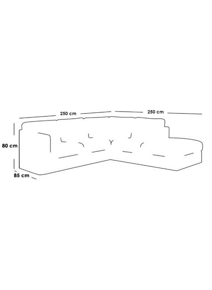 متجر بيتك كنبة زاوية بمقاس 250x80x85x250 سم - رمادي