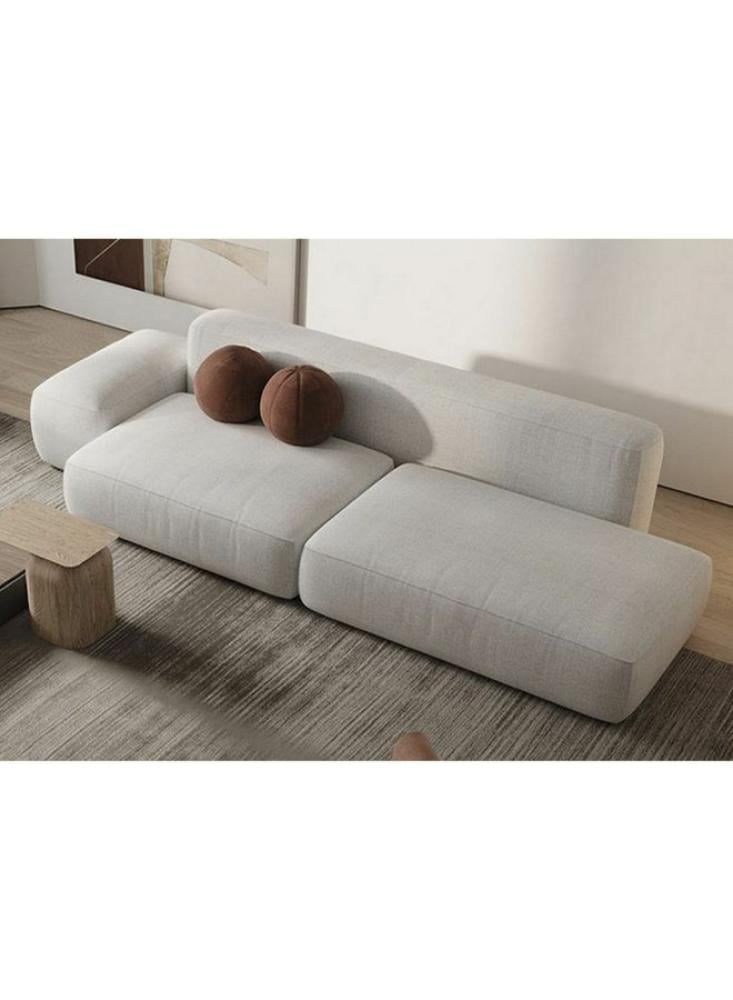 كنبة 4 مقاعد خشب سويدي وكتان بيج - 250×80×80 سم