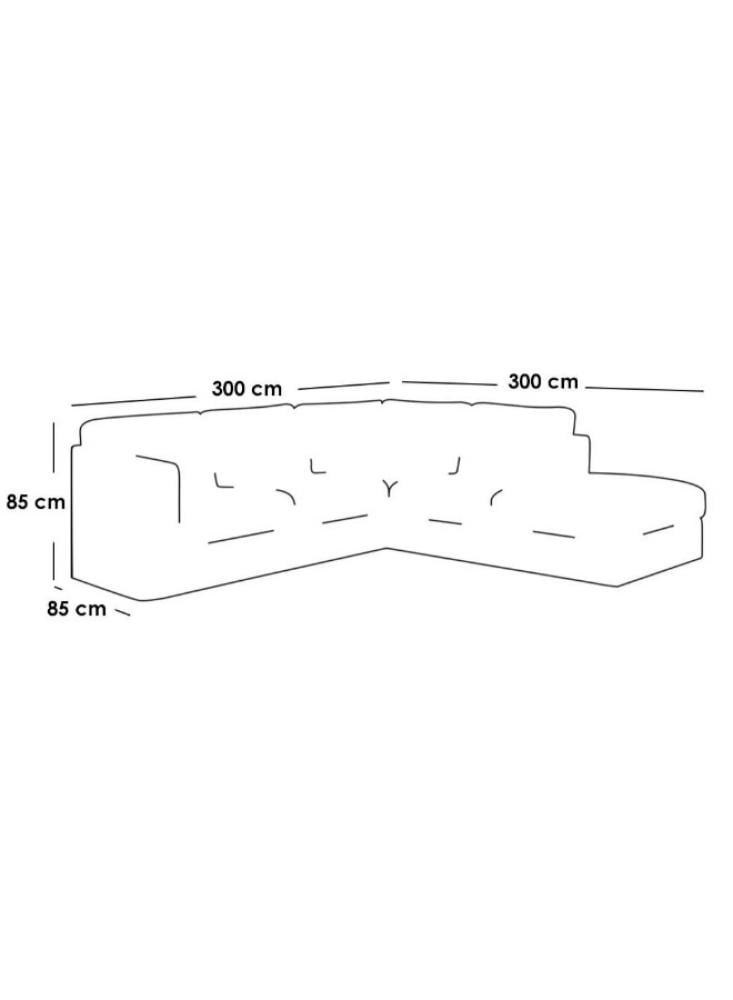 كنبة زاوية مقاس 300×300×85×85 سم - رمادي