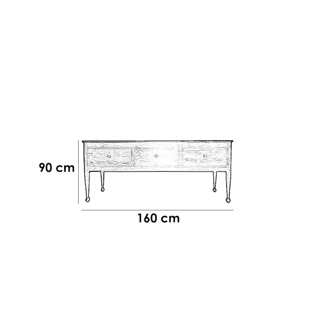 طاولة مدخل خشب طبيعي وخشب سنديان اسود - 160×40×90 سم