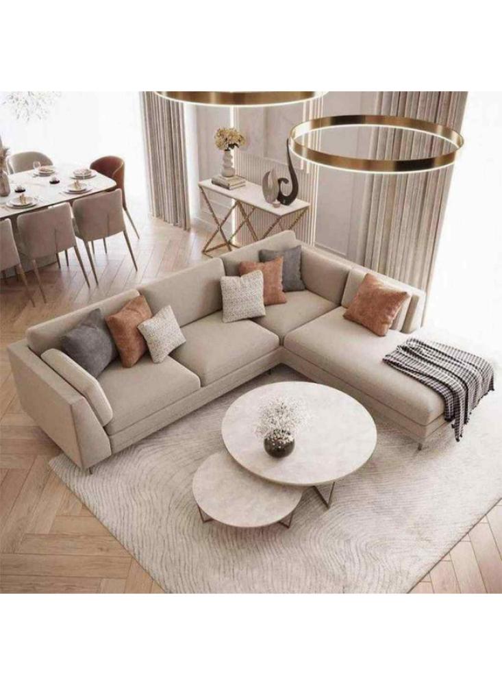 كنبة مقاس 280×180×80×90 سم من الكتان والخشب السويدي - بيج
