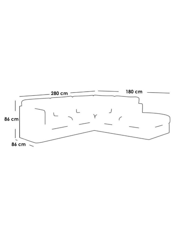 كنبة زاوية مقاس 280x86x180x86 سم - بيج