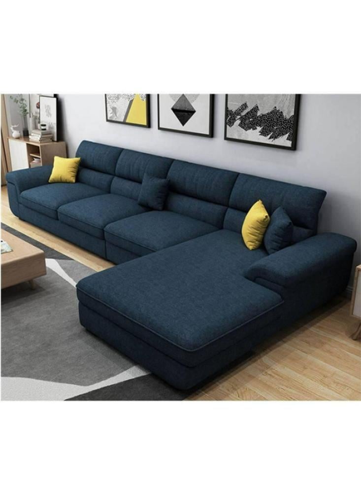 كنبة بمقاس 85x200x300x85 سم من الكتان - أزرق - من بيتك