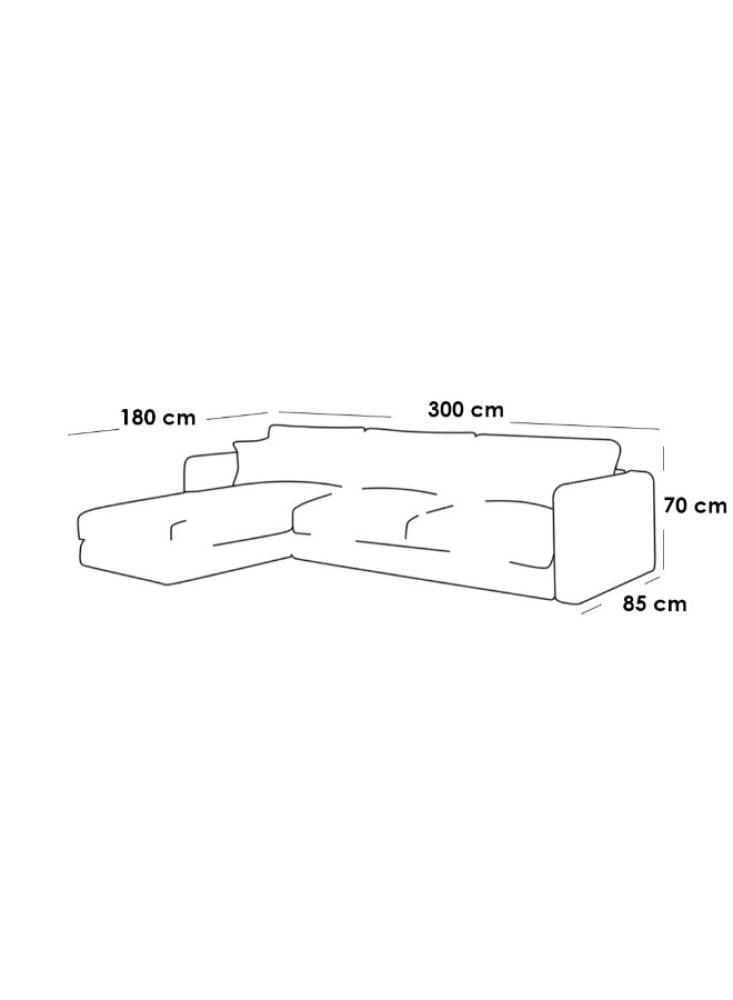 كنبة زاوية بمقاس 85x180x300x70 سم من الكتان - رمادي