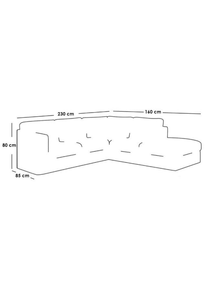 كنبة زاوية من الكتان والخشب السويدي - 80x85x160 x230 سم - رمادي من بيتك