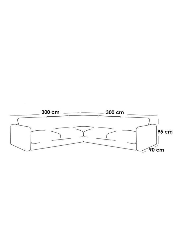 كنبة زاوية مقاس 300x300x95x90 سم - رمادي- من BETAK