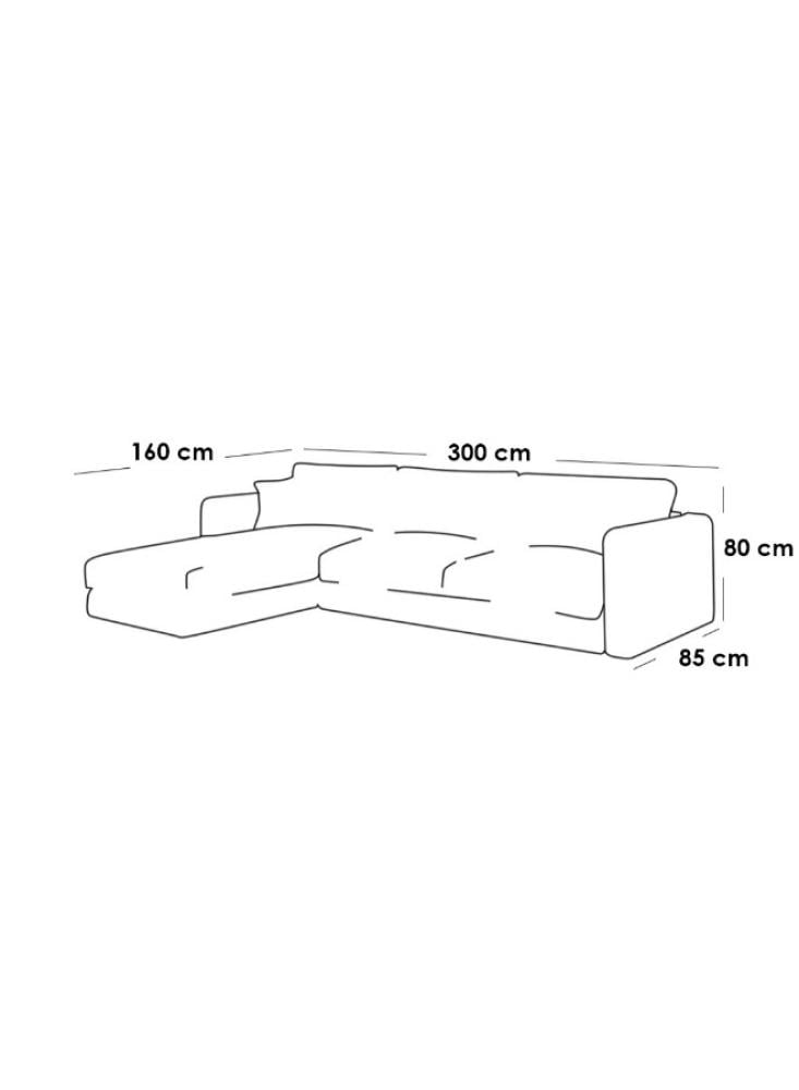 كنبة بمقاس 85x160x300x80 سم من الكتان - رمادي