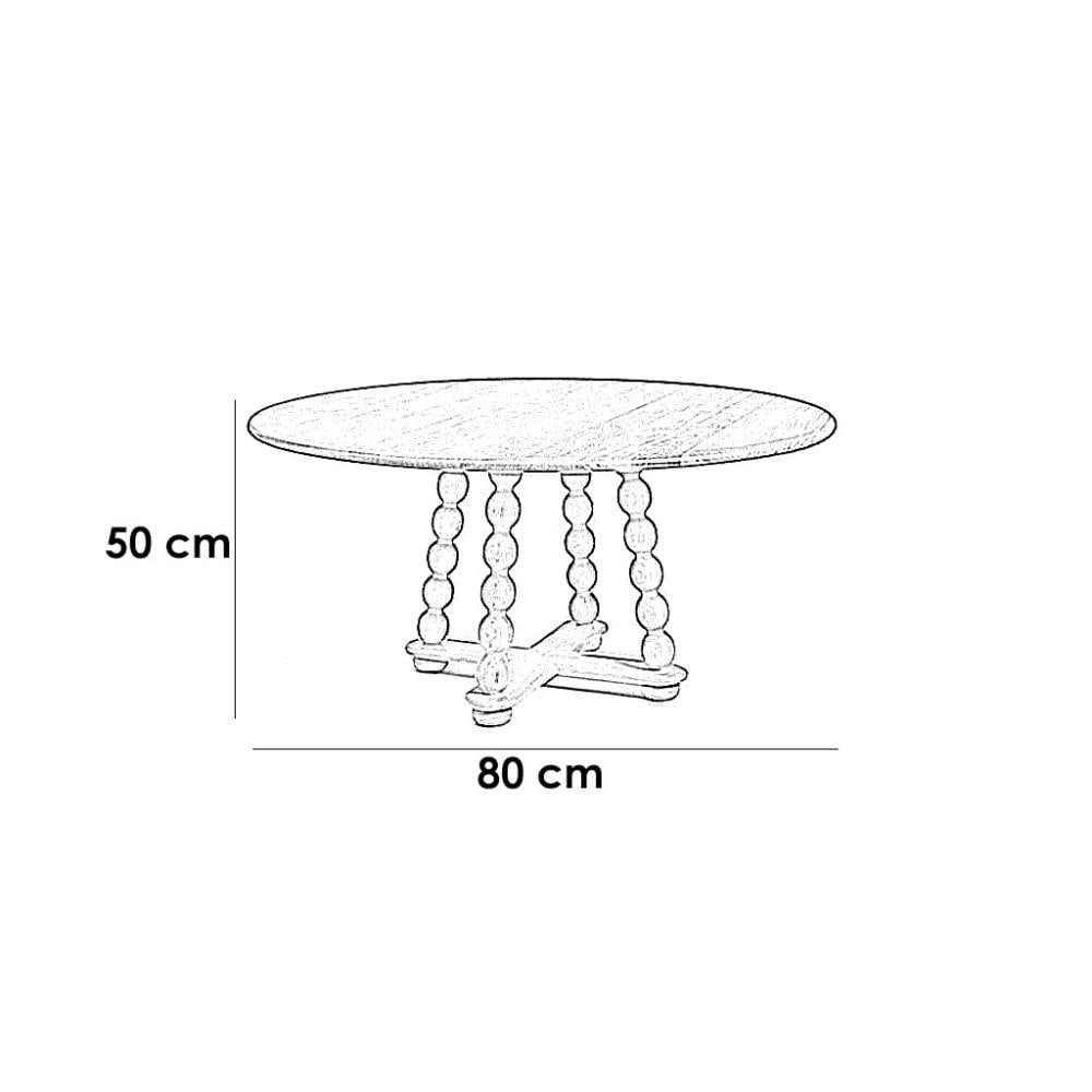 طاولة قهوة خشب طبيعي وخشب سنديان بني - 80×80×50 سم