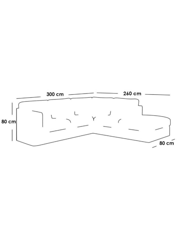 كنبة زاوية مقاس 300x80x260x80 سم - رمادي
