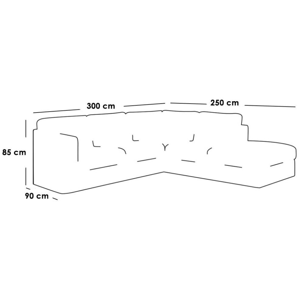 كنبة زاوية 300×250×90×85 سم - رمادي