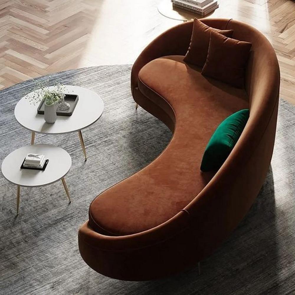 كنبة بثلاثة مقاعد خشب سويدى ومخمل - بني