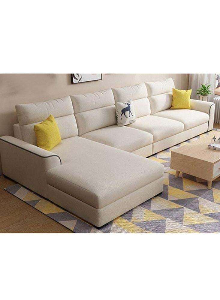 كنبة زاوية بمقاس 180x80x320x80 سم - أبيض