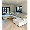 كنبة دائرية خشب سويدي و كتان - اوف وايت