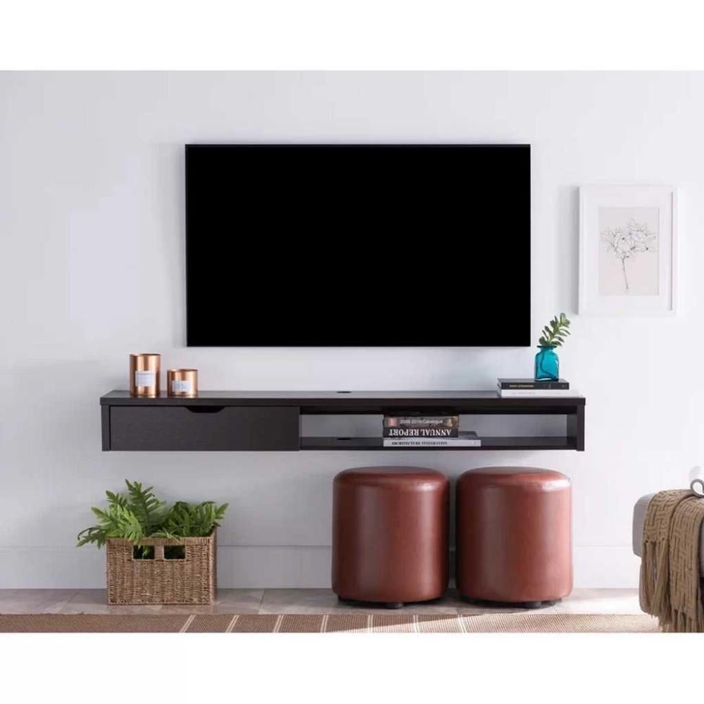 طاولة تلفاز ام دي اف أسود - 180×30×22 سم