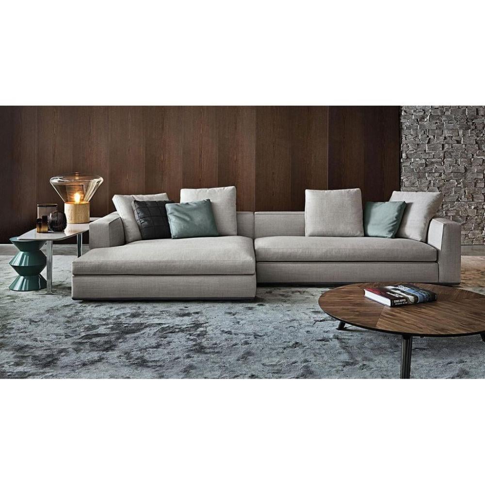 كنبة زاوية - كتان - بيج - 90×280×160×70 سم
