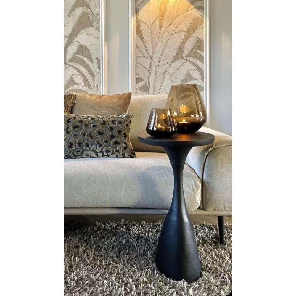 طاولة جانبية خشب طبيعي اسود - 55×35×35 سم