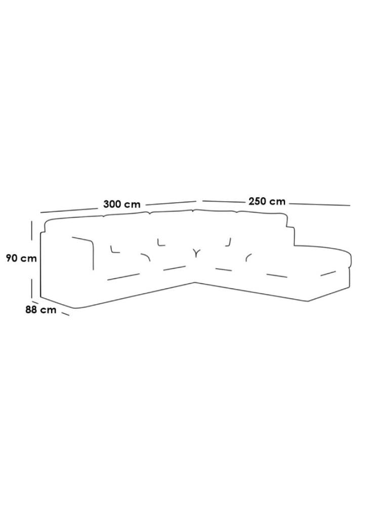 كنبة زاوية مقاس 300×250×88×90 سم - رمادي