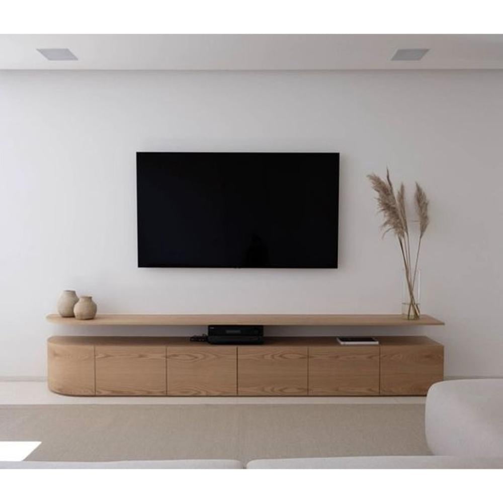 طاولة تلفاز خشب بيج - 60×40×200 سم