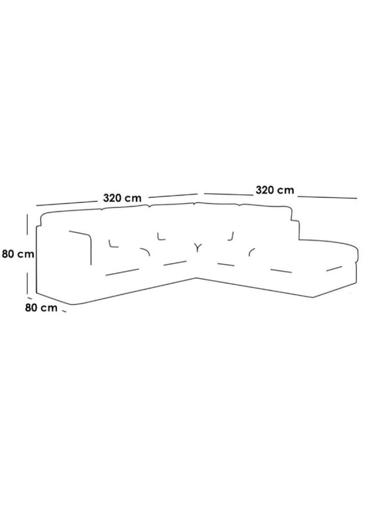 كنبة زاوية مقاس 320x320x80 سم - رمادي