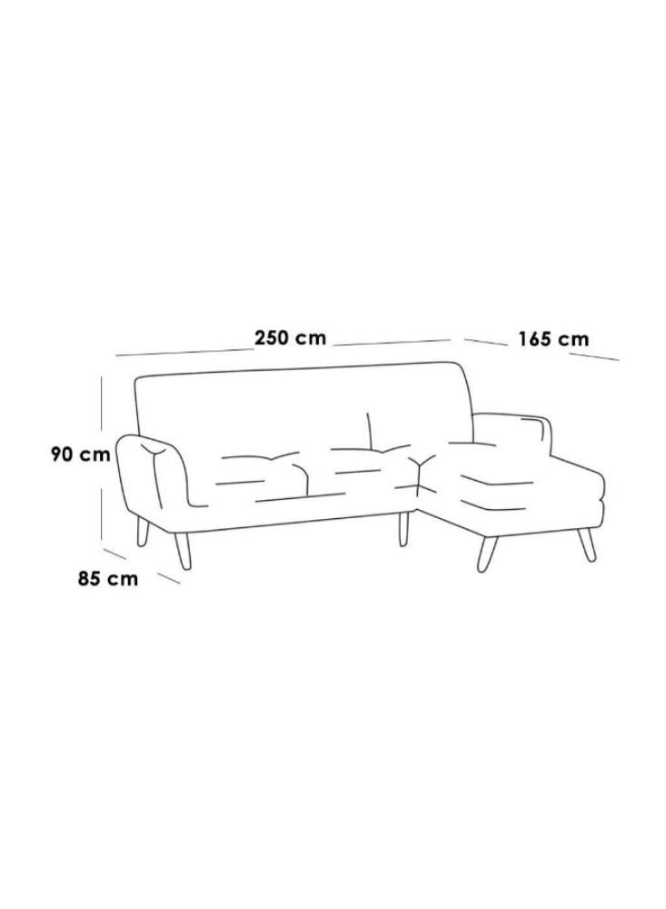كنبة زاوية بمقاس 250x165x90x85 سم - أبيض