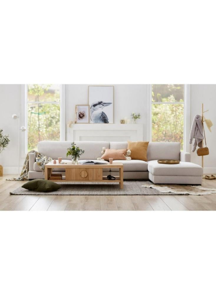 كنبة زاوية مقاس 350x170x95x90 سم - بيج