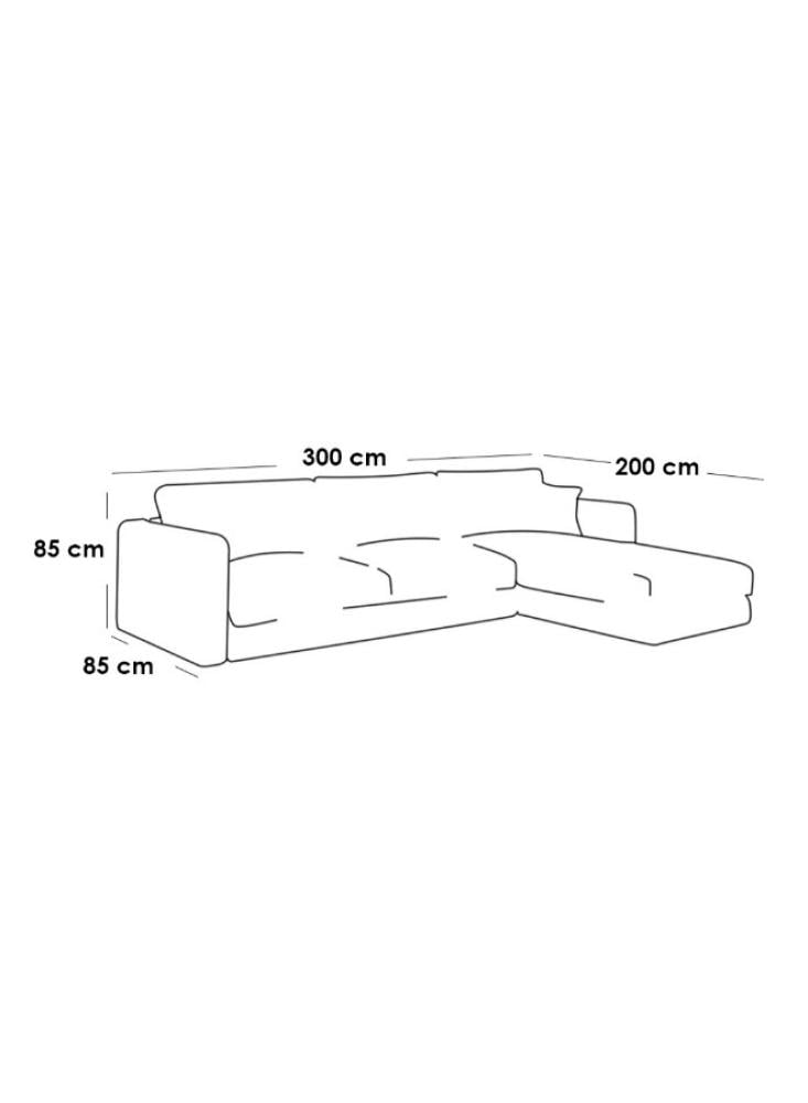 كنبة بمقاس 85x200x300x85 سم من الكتان - رمادي