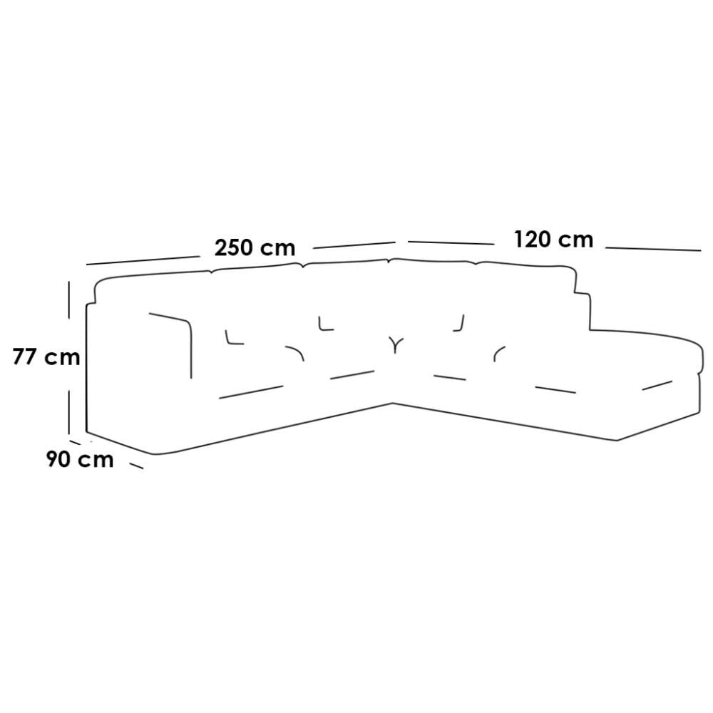 كنبة زاوية - كتان - بيج - 90×250×120×77 سم