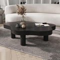 طاولة قهوة خشب طبيعي و ام دي اف اسود - 110×80×50 سم