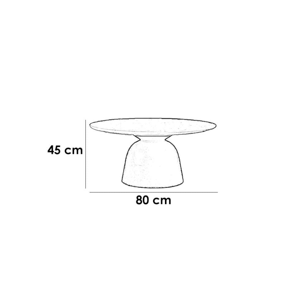 طاولة قهوة خشب طبيعي ورخام طبيعي اسود وابيض - 80×80×45 سم
