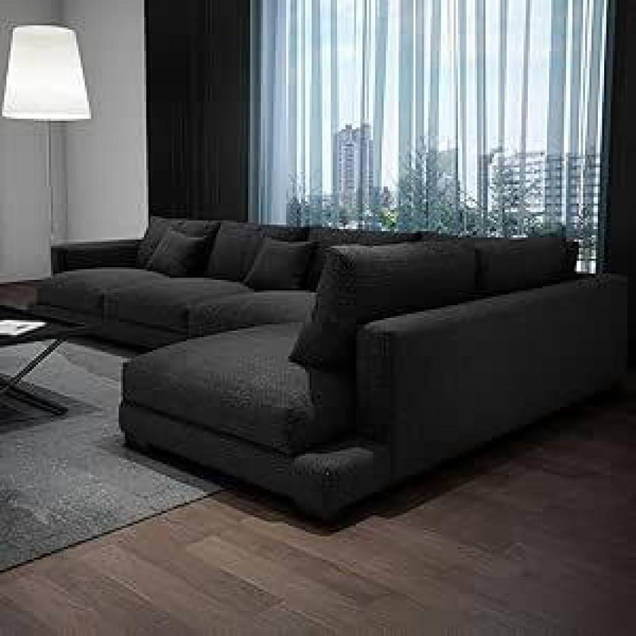 اريكة زاوية مقاس 320 × 190 × 80 × 95 سم، لون اسود، موديل 1108800 من متجر بيتك