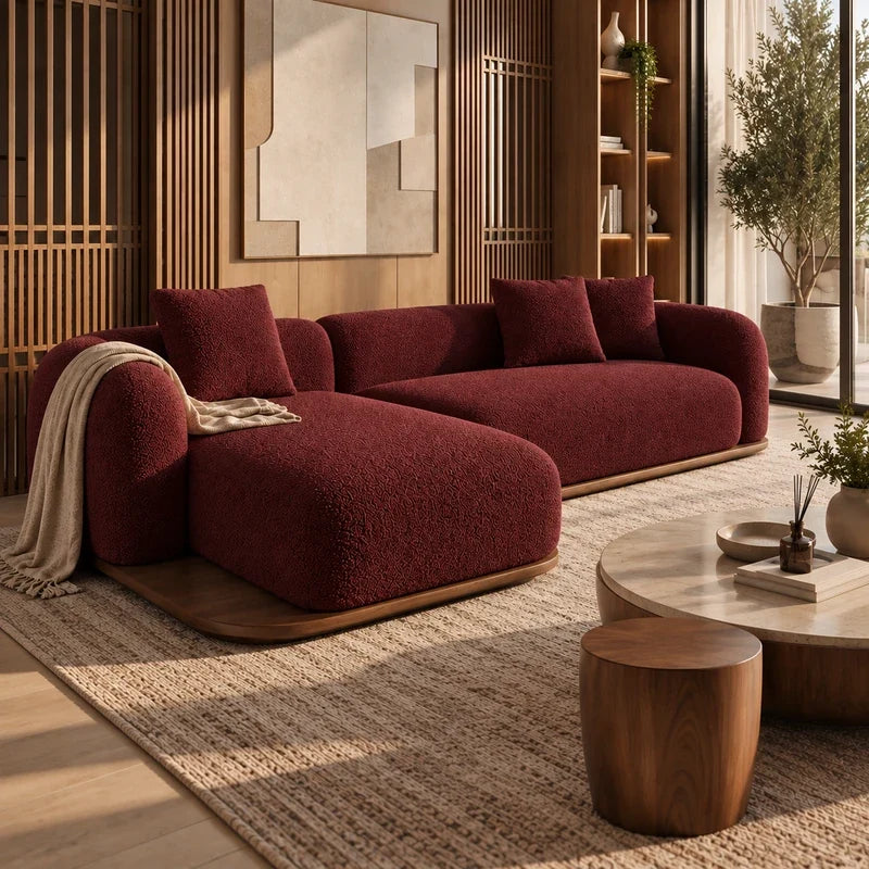 كنبة زاوية لاغو دي بريسينا بتصميم منحني وقاعدة خشبية - Home House